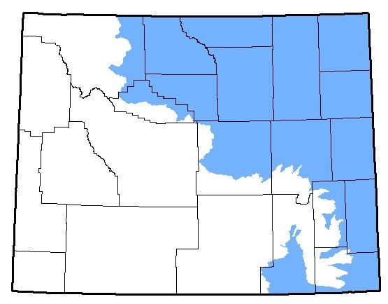 Map of Plains Spadefoot territory in Wyoming